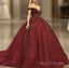 Maroon Wedding Dress Off Shoulder Formal Prom Dress