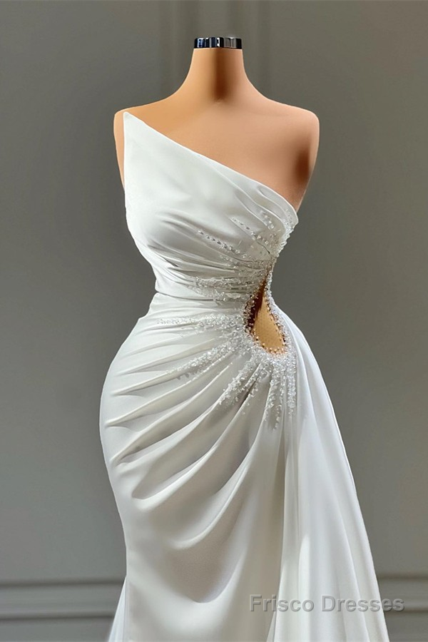 Mermaid Asymmetrical Strapless Floor-length Sleeveless Appliques With Side Train Prom Dress Secondary image