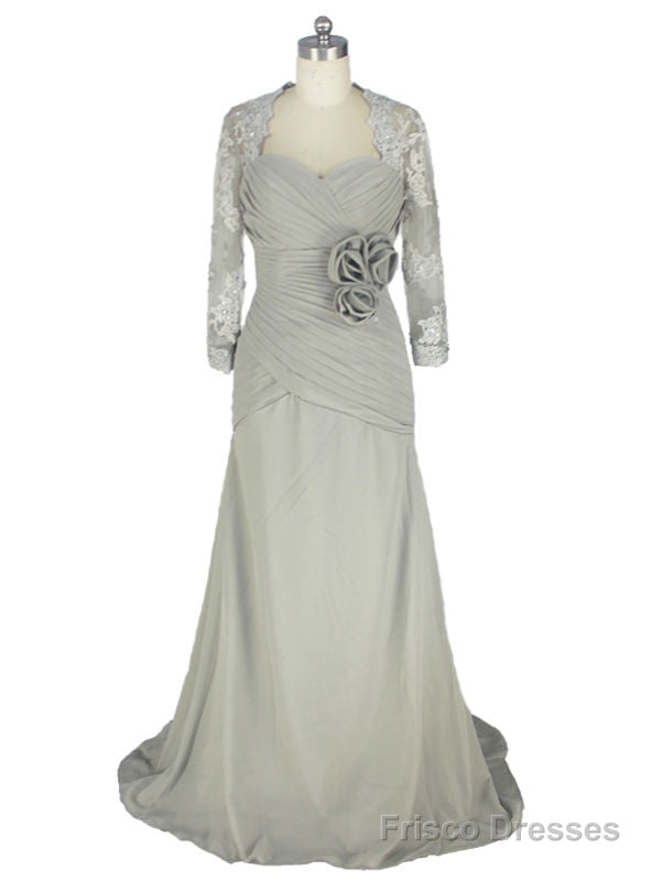 Mermaid Beaded Lace Flower Sliver Mother Of The Bride Dresses