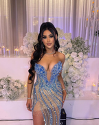 Gorgeous Beaded Slit Prom Dress Evening Dress