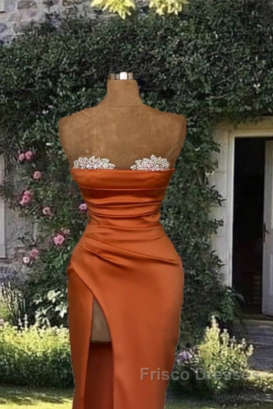 Mermaid Beaded Sweetheart Slit Satin Dress Secondary image