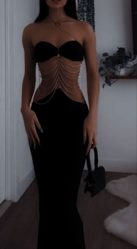 Mermaid Black Prom Dress Long Party Birthday Outfits Main image