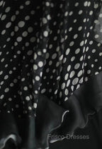 Mermaid Black Spaghetti Strap Chiffon Long Formal Prom Skirt Polka Dot Evening Dress