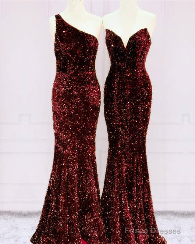 Mermaid Burgundy Sequins Bridesmaid Dresses Main image