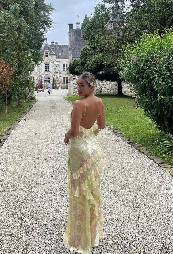 Mermaid Floor Length Yellow Prom Dress With Ruffles 22Th Birthday Outfit Secondary image