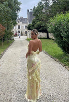 Mermaid Floor Length Yellow Prom Dress With Ruffles 22Th Birthday Outfit