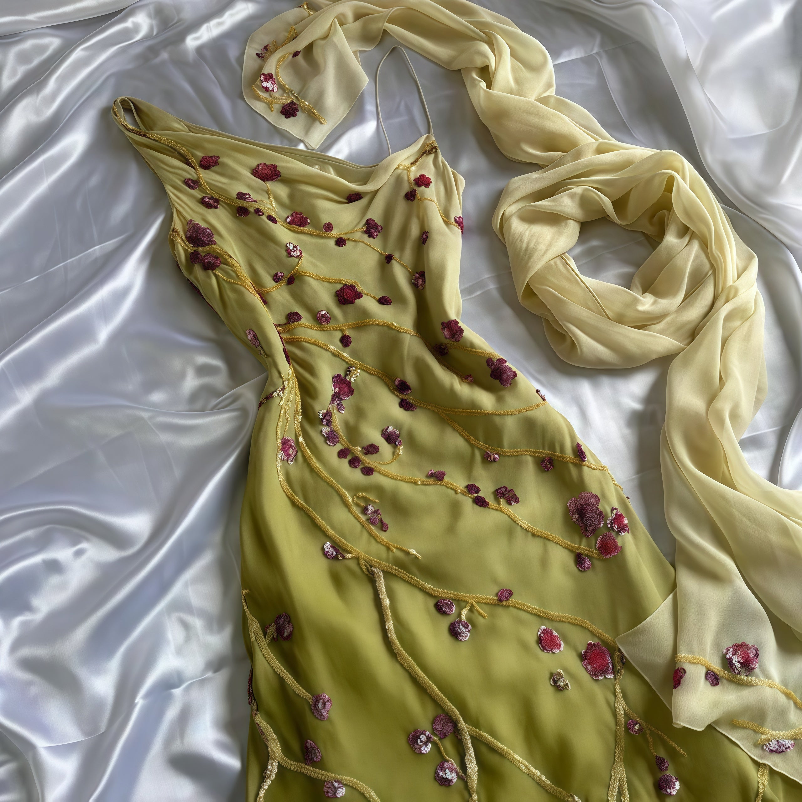 Mermaid Floral Chiffon Evening Prom Dresses Secondary image