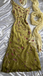 Mermaid Floral Chiffon Evening Prom Dresses
