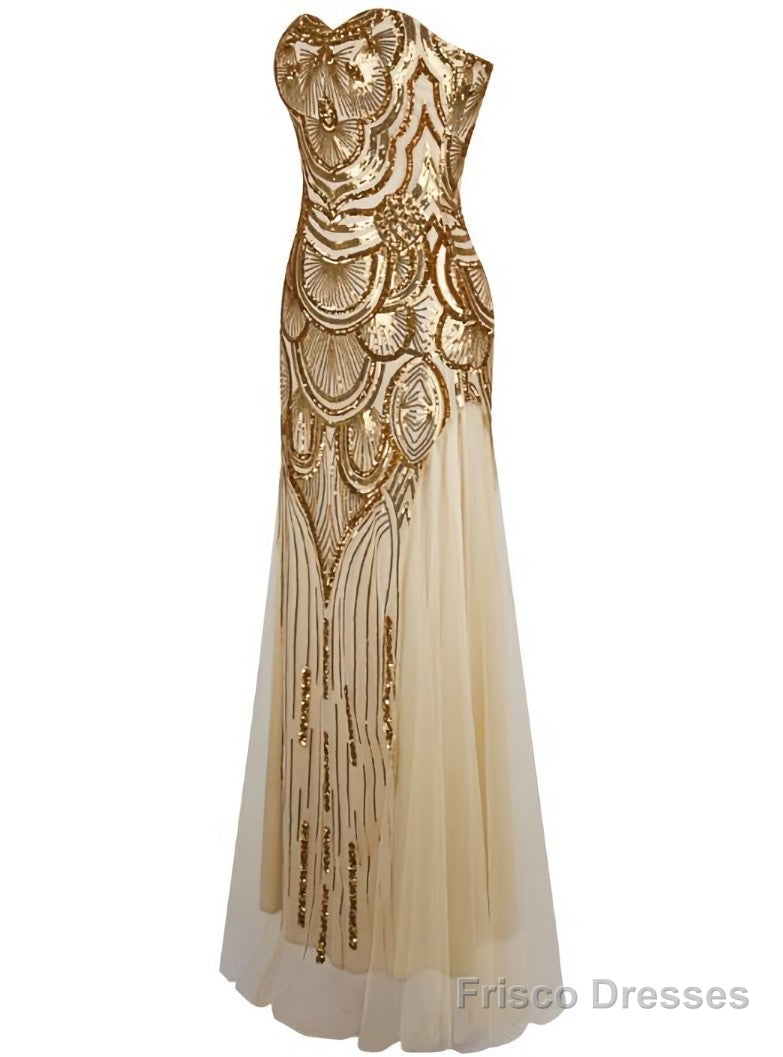 Mermaid Gold Sequins Sweetheart Bridesmaid Dress Main image