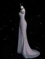 Mermaid Gowne??? Off The Shoulder Tulle Sequins Long Prom Dress For Formal Events &Quinceanera