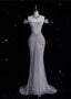Mermaid Gowne??? Off The Shoulder Tulle Sequins Long Prom Dress For Formal Events &Quinceanera