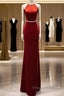 Mermaid Halter Burgundy Long Velvet Formal Prom Dress