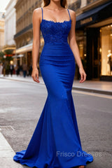 Mermaid Halter Dark Green Long Formal Prom Dress with Appliques Beading