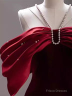 Mermaid Halter Red Velvet Party Dress Long Prom Dress