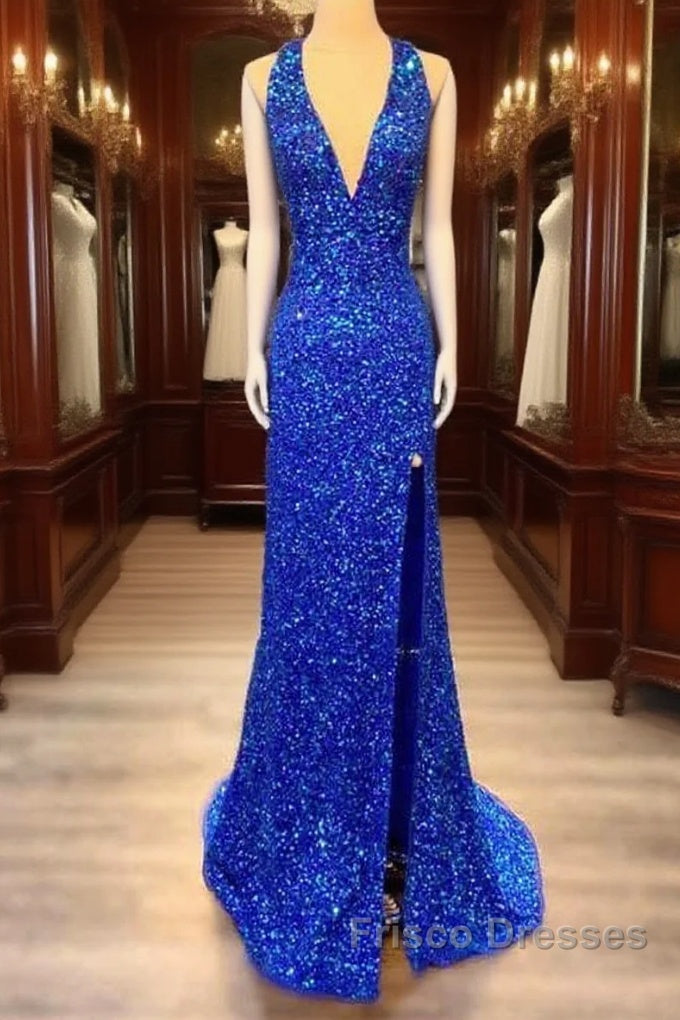 Mermaid Halter Sequin Split Dress