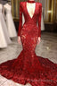 Mermaid High Neck Long Sleeves Formal Prom Dress