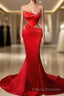 Copy of Black And Red Mermaid Straps Long Evening Dresses, Long Formal Prom Dresses With Leg Slit