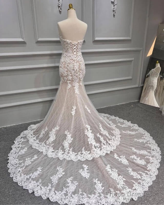 Mermaid Ivory Lace And Nude Wedding Dress Secondary image
