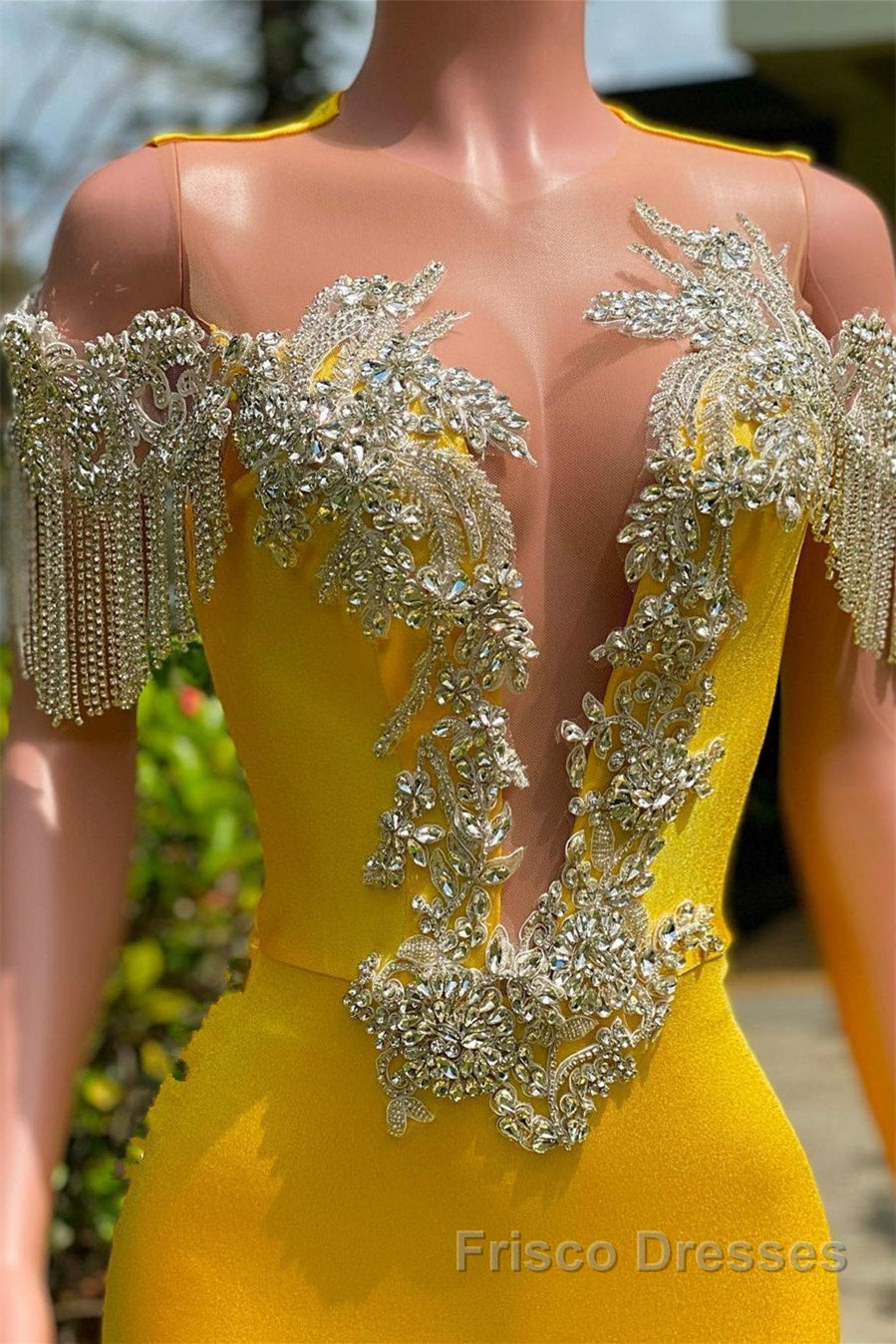 Mermaid Jewel Beading Applique Floor-length Sleeveless Open Back Formal Prom Dresses