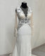 Mermaid Lace Embroidery Sheer Sleeve Open Back Wedding Dress