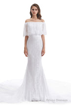 Mermaid Lace Off the Shoulder Wedding Dresses With Train