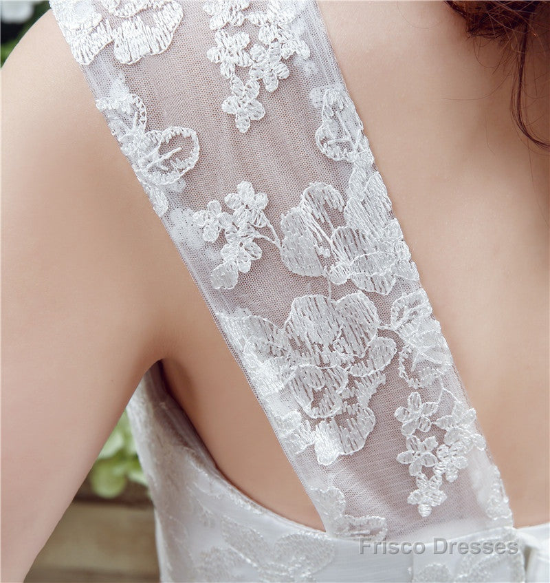 Mermaid Lace Sleeveless V-Neck Chapel Train Wedding Gowns