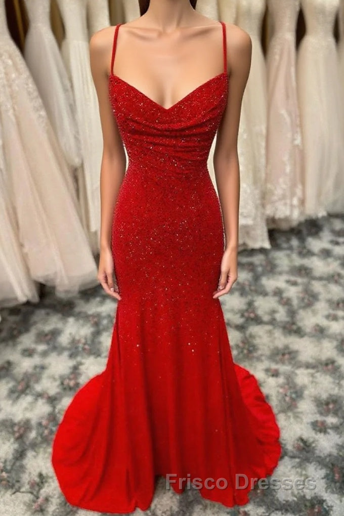 Mermaid Long Red Formal Prom Dress with Rhinestones,Royal Blue Bodycon Dress
