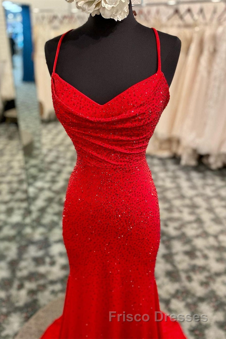 Mermaid Long Red Formal Prom Dress with Rhinestones,Royal Blue Bodycon Dress