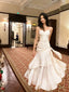 Mermaid Off Shoulder Tea Length Satin White Party Dress