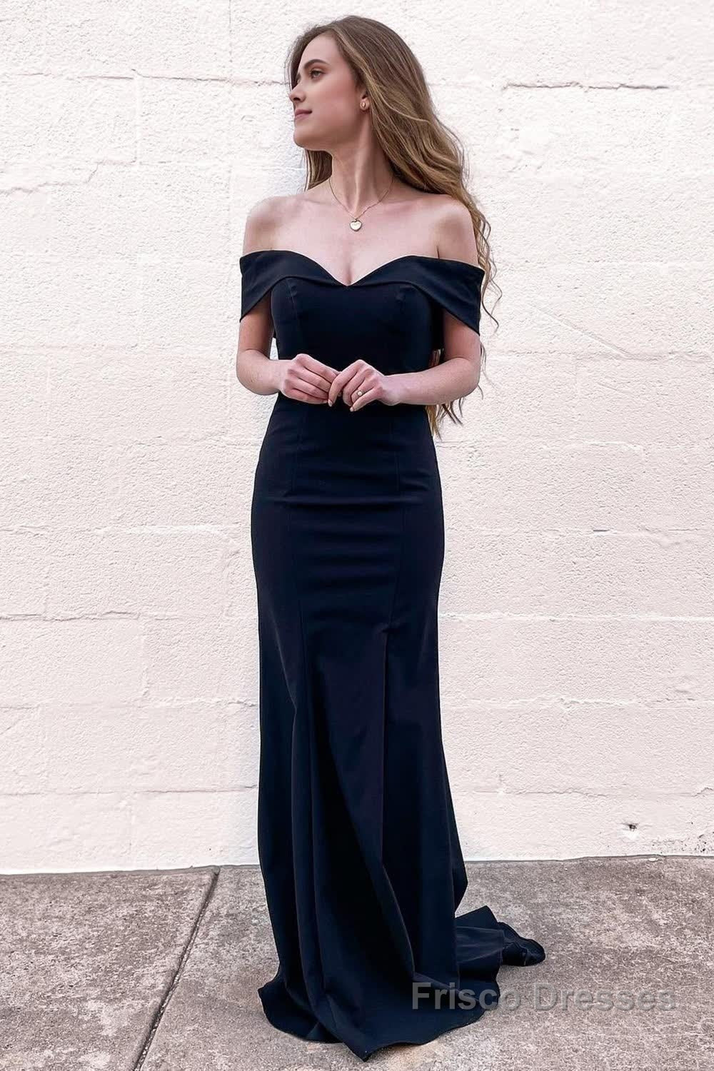 Mermaid Off the Shoulder Black Long Prom Dress with Train Main image