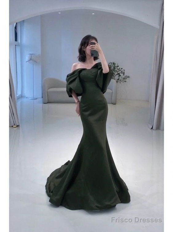 Mermaid Off The Shoulder Dark Green Long Prom Dress Main image