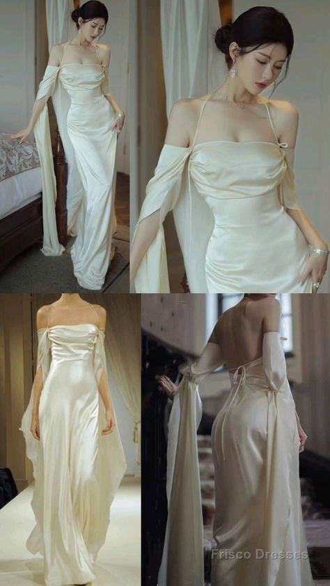 Mermaid Off The Shoulder Floor-Length Satin Long Sleeves Evening Dress Prom Dresses Main image
