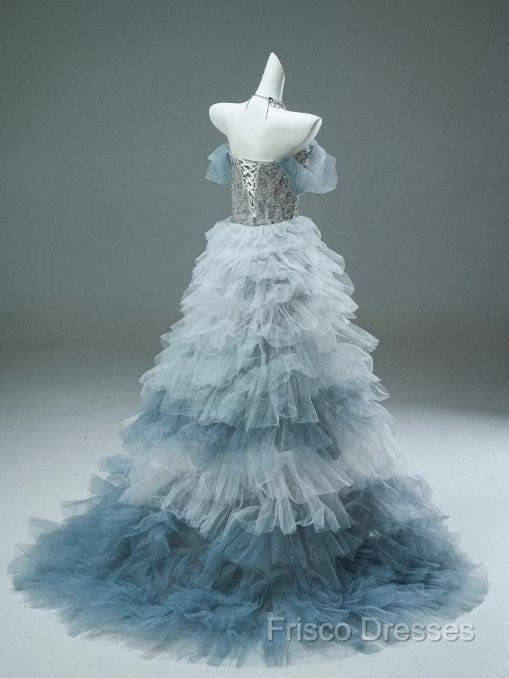 Mermaid Off-The-Shoulder Tulle Sequin Long Ball Gown, Elegant Rhinestone Formal Gown