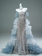 Mermaid Off-The-Shoulder Tulle Sequin Long Ball Gown, Elegant Rhinestone Formal Gown