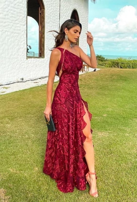 Mermaid One Shoulder Long Prom Dress