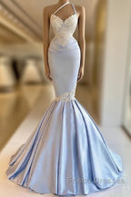 Mermaid One Shoulder Satin Beaded Long Formal Prom Dress Sequin Appliqu Evening Dress