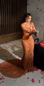 Mermaid Orange Prom Dresses Sleeveless 17Th Birthday Outfits