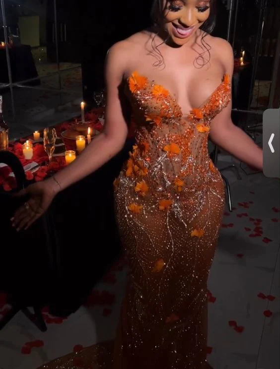 Mermaid Orange Prom Dresses Sleeveless 17Th Birthday Outfits