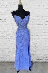 Mermaid Periwinkle Lace Overlay Dress