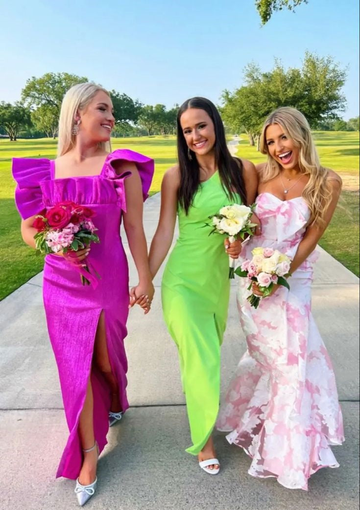 Pink Fashion Elegant Off-Shoulder Printed Floral Mermaid Slim Fit Long Ruffled Ball Gown Evening Dress Formal Party Dress