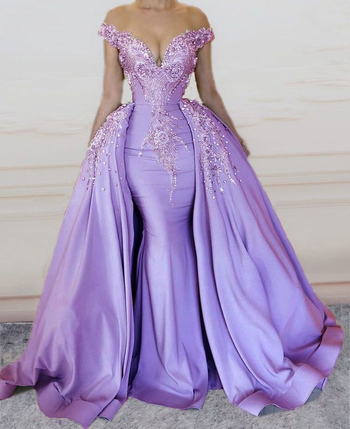 Mermaid Prom Dresses Long V Neck Evening Gown Beaded