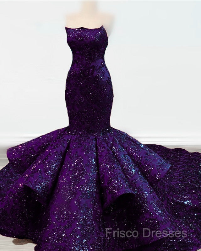 Mermaid Ruffles Strapless Sequins Pattern Dress Secondary image
