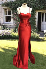 Mermaid Rust Orange Satin Dress