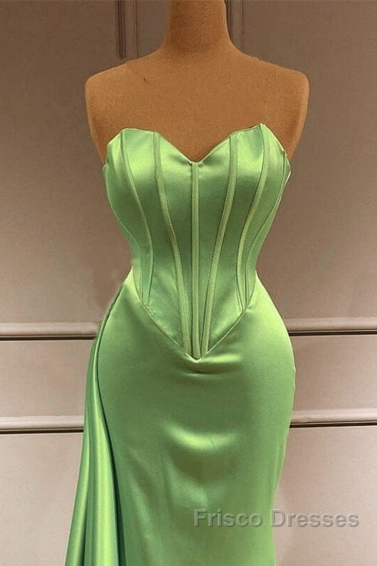 Mermaid Sage Green Corset Satin Formal Prom Dress