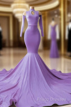 Mermaid Satin Cold Shoulder Formal Prom Dress