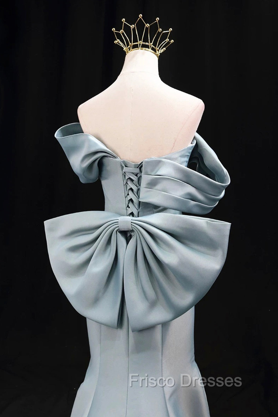 Mermaid Satin Floor Length Formal Prom Dress, Blue Off The Shoulder Evening Party Dress