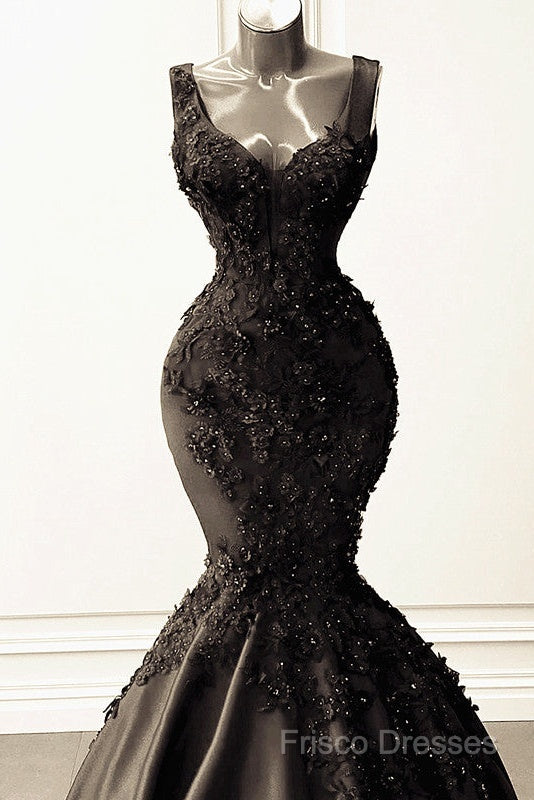 Mermaid Satin Spaghetti Straps Dress With 3D Flowers Secondary image