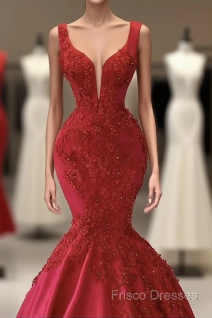 Mermaid Satin Spaghetti Straps Dress With 3D Flowers Main image