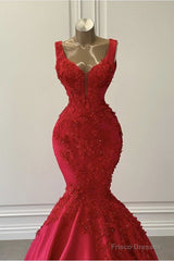 Mermaid Satin Spaghetti Straps Dress With 3D Flowers