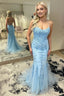 Mermaid Scoop Appliqued Prom Dress with Lace up Back